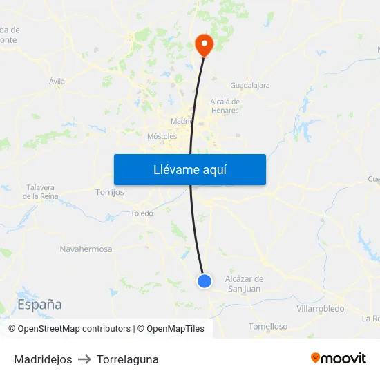 Madridejos to Torrelaguna map