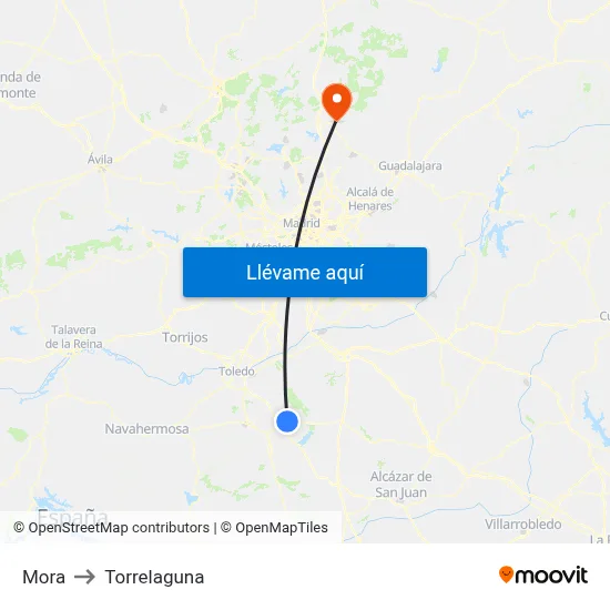 Mora to Torrelaguna map