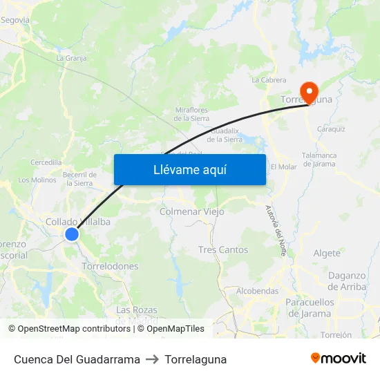 Cuenca Del Guadarrama to Torrelaguna map
