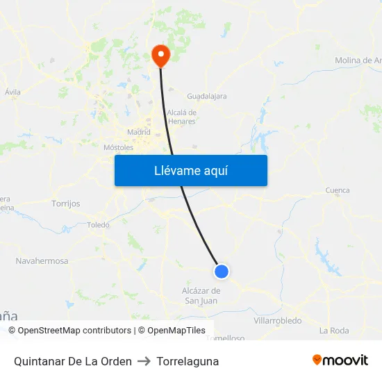 Quintanar De La Orden to Torrelaguna map