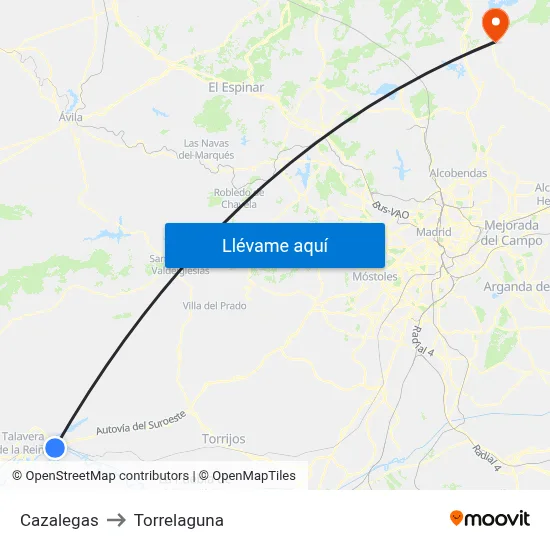 Cazalegas to Torrelaguna map