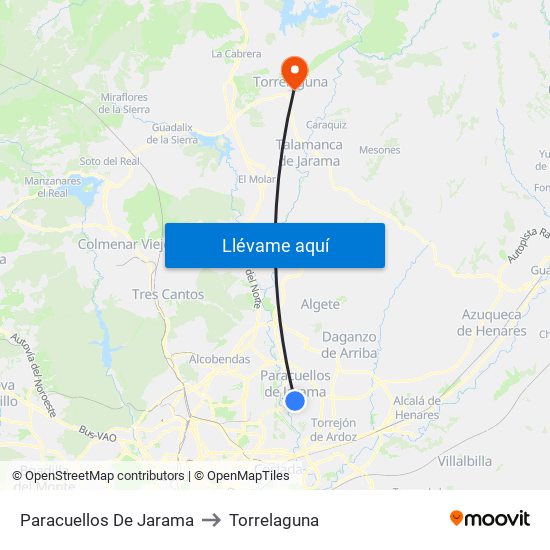 Paracuellos De Jarama to Torrelaguna map
