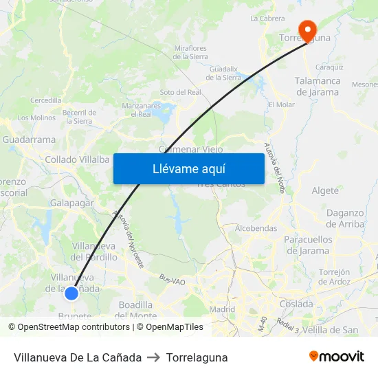 Villanueva De La Cañada to Torrelaguna map