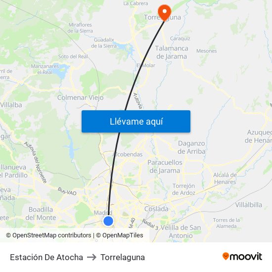 Estación De Atocha to Torrelaguna map