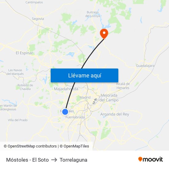 Móstoles - El Soto to Torrelaguna map