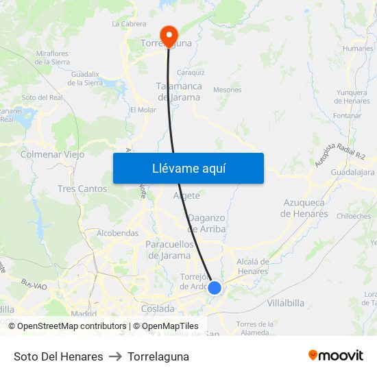 Soto Del Henares to Torrelaguna map