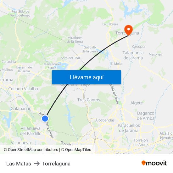 Las Matas to Torrelaguna map