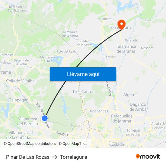 Pinar De Las Rozas to Torrelaguna map