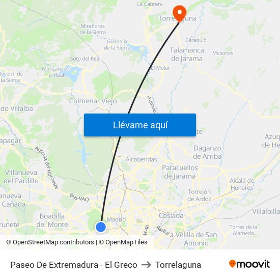 Paseo De Extremadura - El Greco to Torrelaguna map