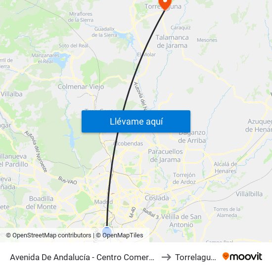 Avenida De Andalucía - Centro Comercial to Torrelaguna map
