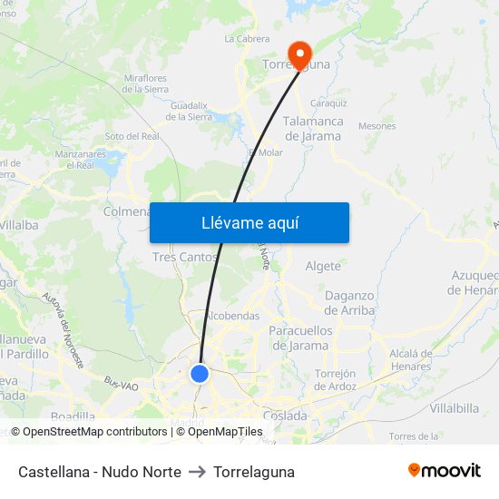 Castellana - Nudo Norte to Torrelaguna map