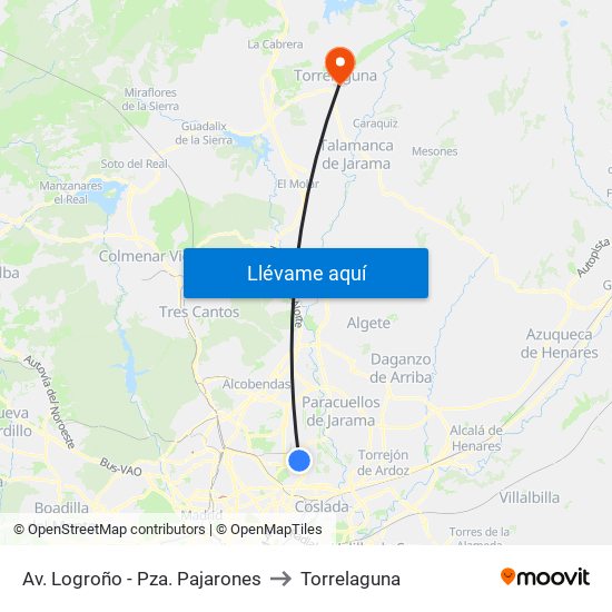 Av. Logroño - Pza. Pajarones to Torrelaguna map