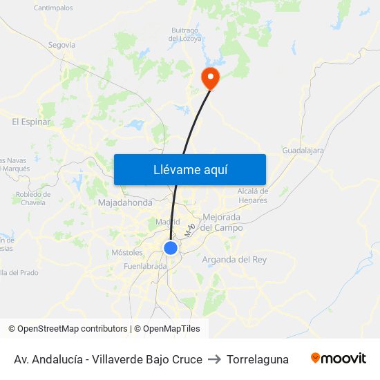 Av. Andalucía - Villaverde Bajo Cruce to Torrelaguna map