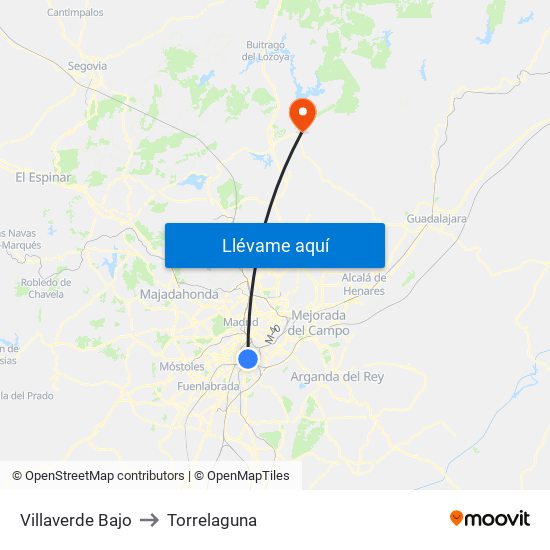Villaverde Bajo to Torrelaguna map