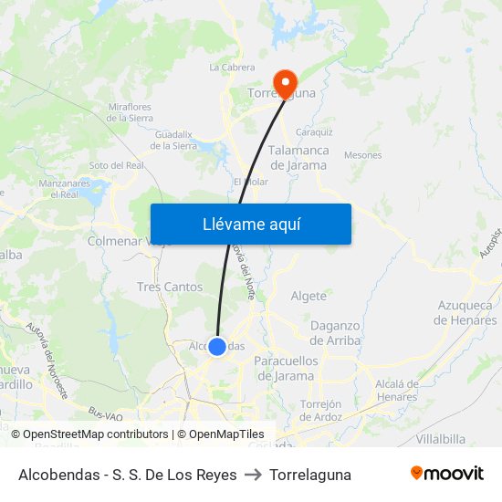 Alcobendas - S. S. De Los Reyes to Torrelaguna map