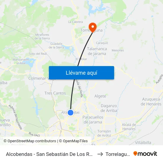 Alcobendas - San Sebastián De Los Reyes to Torrelaguna map