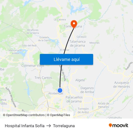 Hospital Infanta Sofía to Torrelaguna map