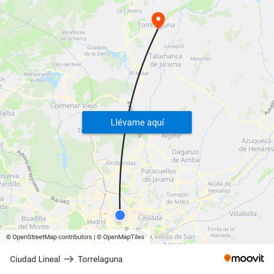 Ciudad Lineal to Torrelaguna map