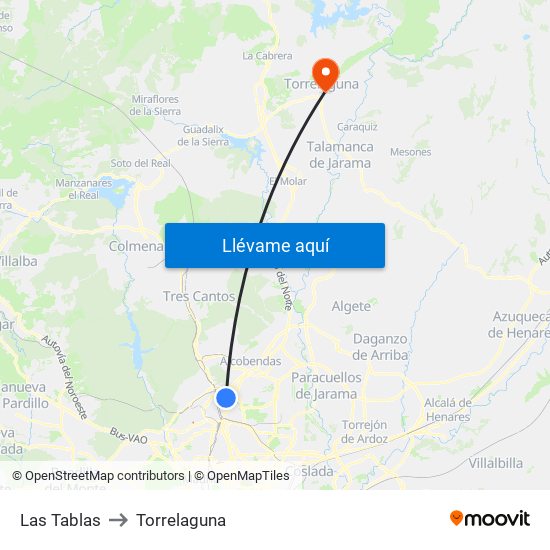 Las Tablas to Torrelaguna map