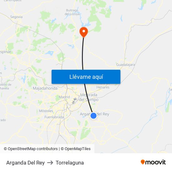 Arganda Del Rey to Torrelaguna map