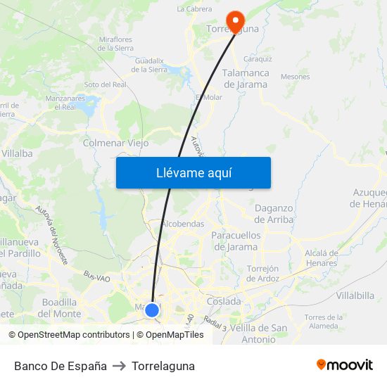 Banco De España to Torrelaguna map