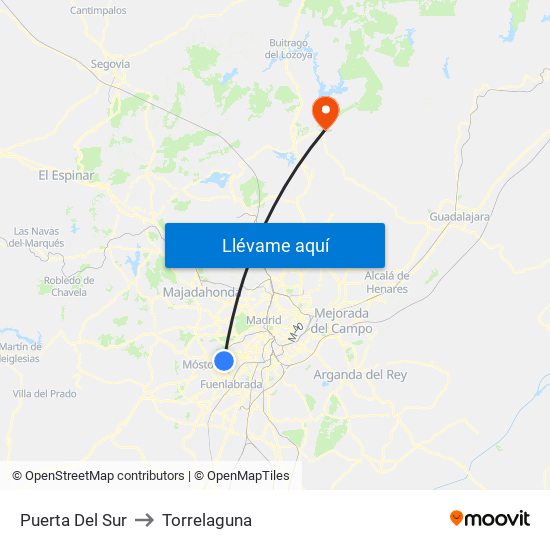 Puerta Del Sur to Torrelaguna map