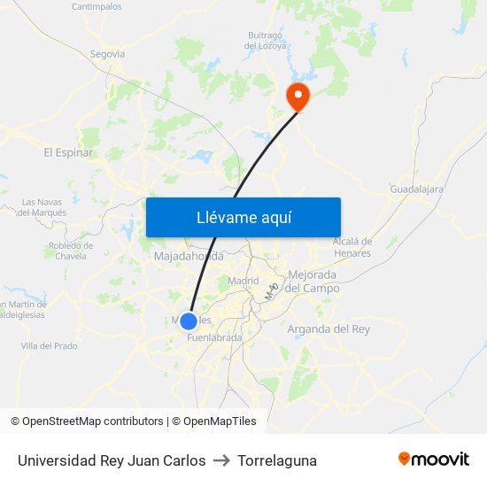 Universidad Rey Juan Carlos to Torrelaguna map