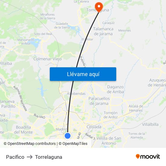 Pacífico to Torrelaguna map