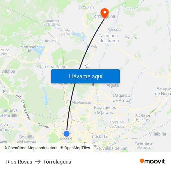 Ríos Rosas to Torrelaguna map