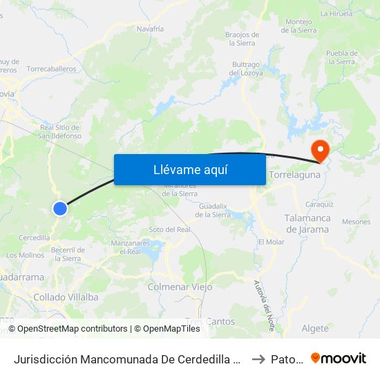 Jurisdicción Mancomunada De Cerdedilla Y Navacerrada to Patones map