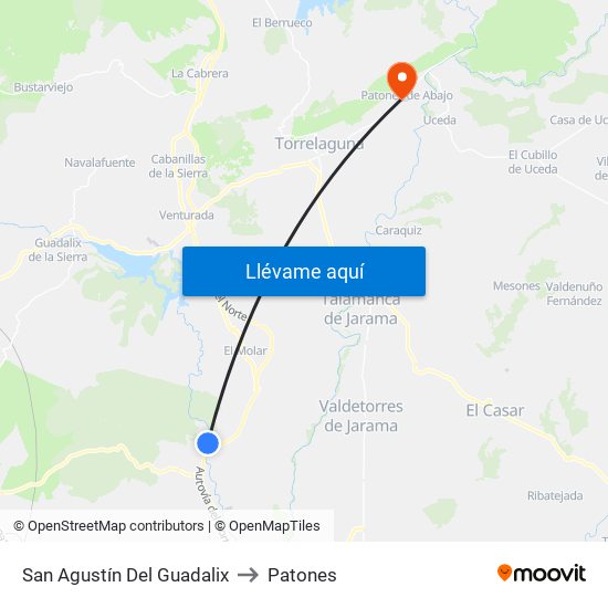 San Agustín Del Guadalix to Patones map