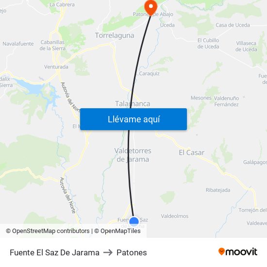 Fuente El Saz De Jarama to Patones map