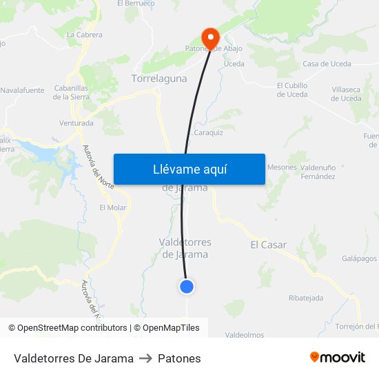 Valdetorres De Jarama to Patones map
