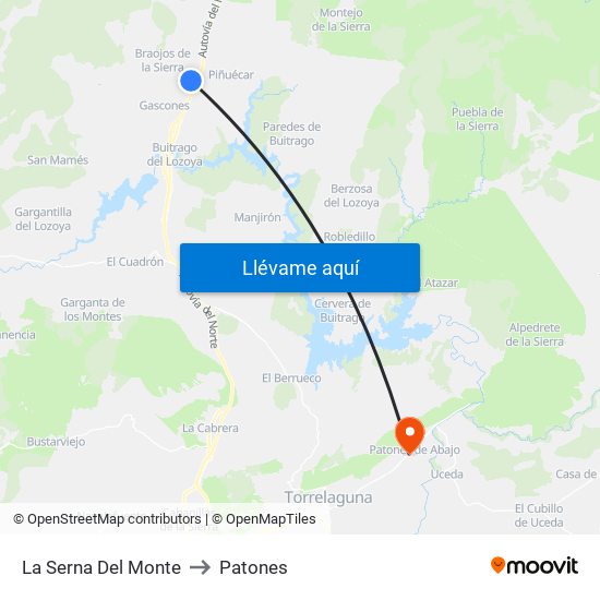 La Serna Del Monte to Patones map