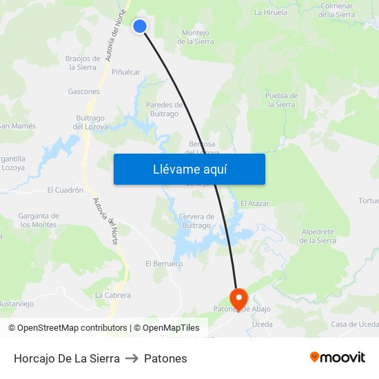 Horcajo De La Sierra to Patones map