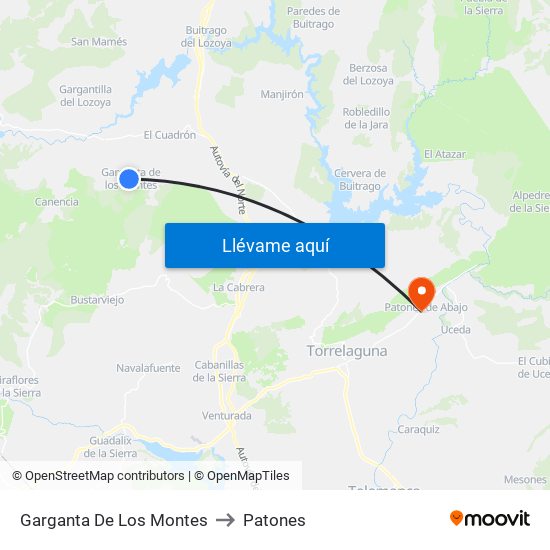 Garganta De Los Montes to Patones map