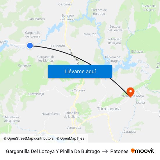 Gargantilla Del Lozoya Y Pinilla De Buitrago to Patones map