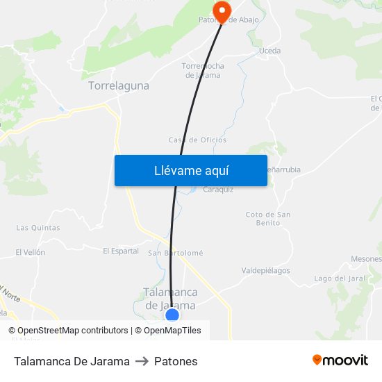 Talamanca De Jarama to Patones map
