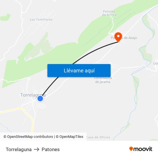 Torrelaguna to Patones map