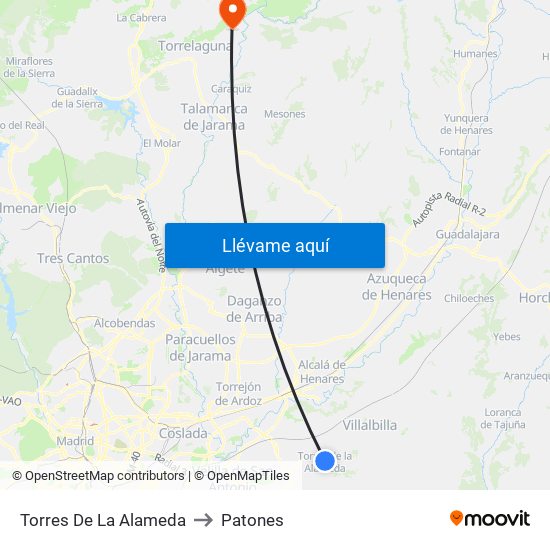Torres De La Alameda to Patones map