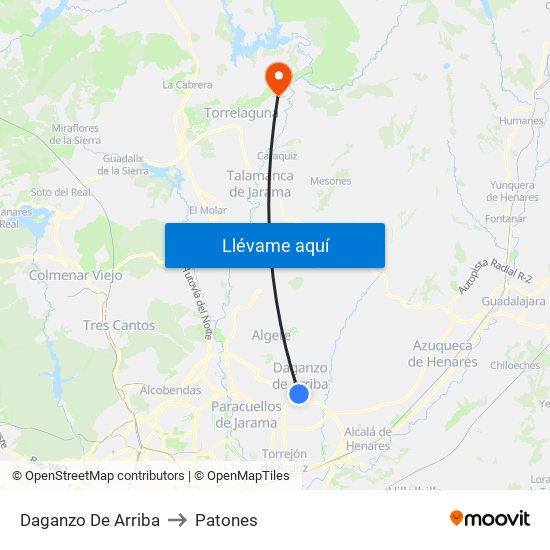 Daganzo De Arriba to Patones map