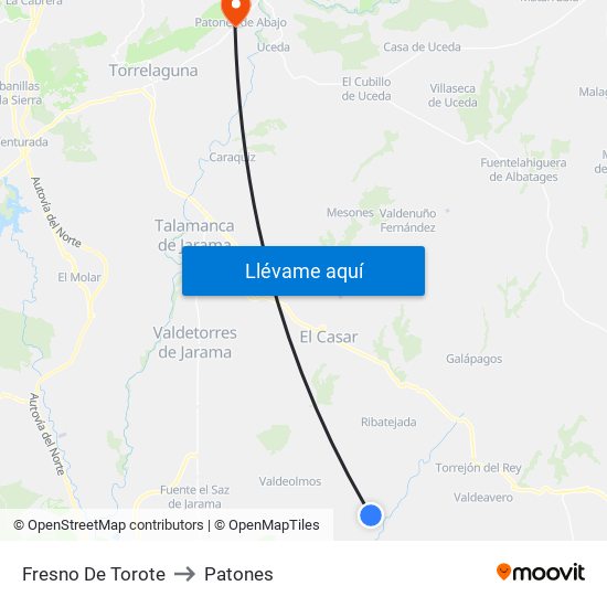 Fresno De Torote to Patones map