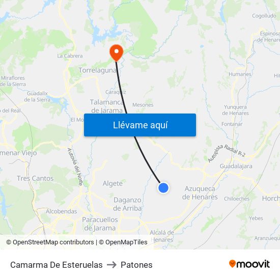 Camarma De Esteruelas to Patones map
