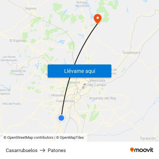 Casarrubuelos to Patones map