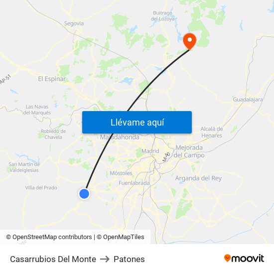 Casarrubios Del Monte to Patones map