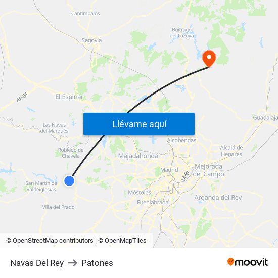 Navas Del Rey to Patones map