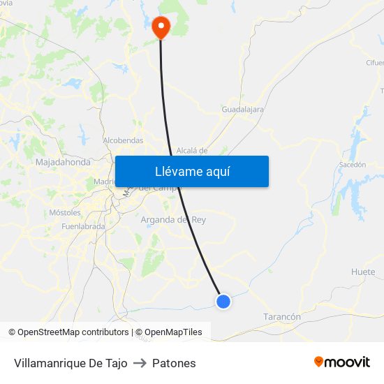 Villamanrique De Tajo to Patones map