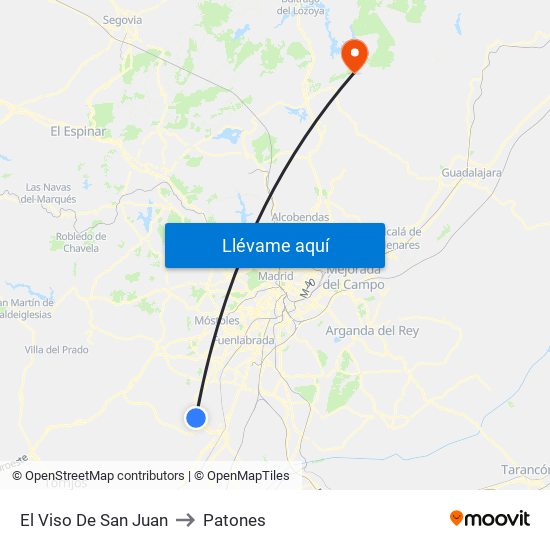 El Viso De San Juan to Patones map