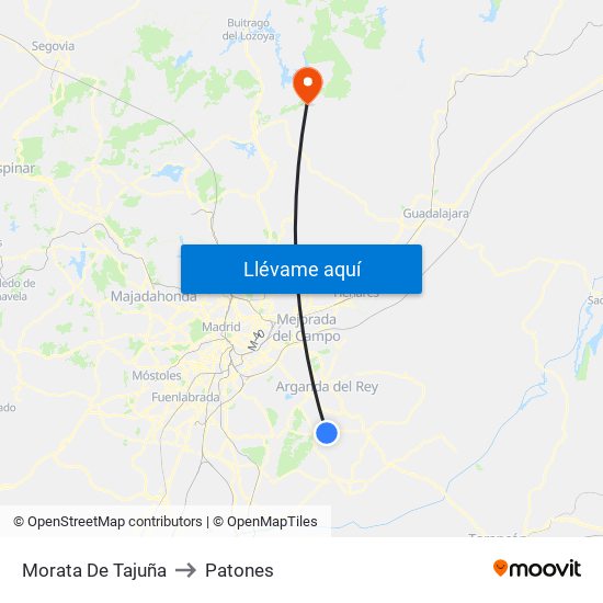 Morata De Tajuña to Patones map