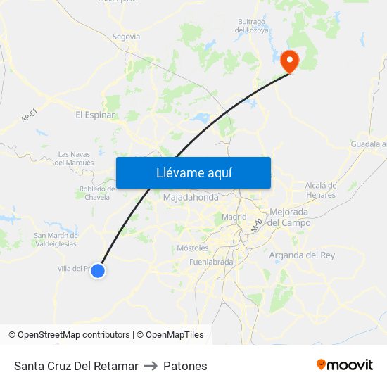 Santa Cruz Del Retamar to Patones map